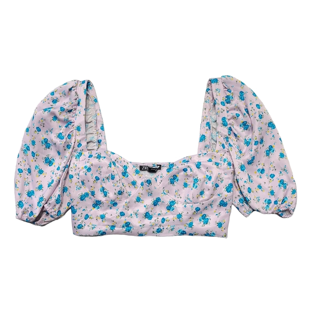 Zara Floral Print Satin Effect Corset Top